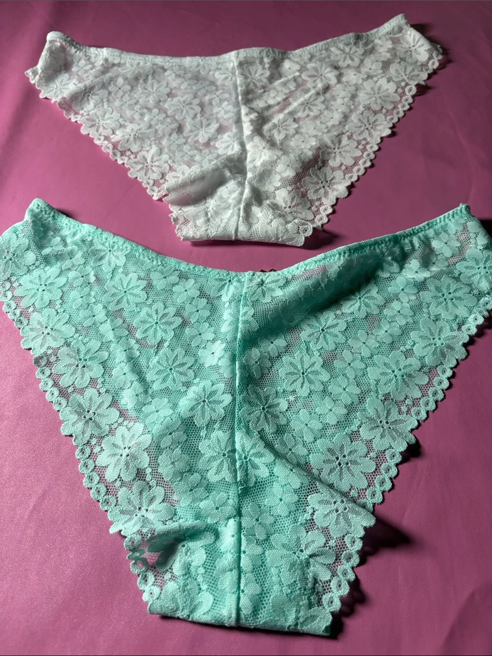 Lace Boyshort Panties in Black, White, Pink, and Mint - Floral Stretch Lace